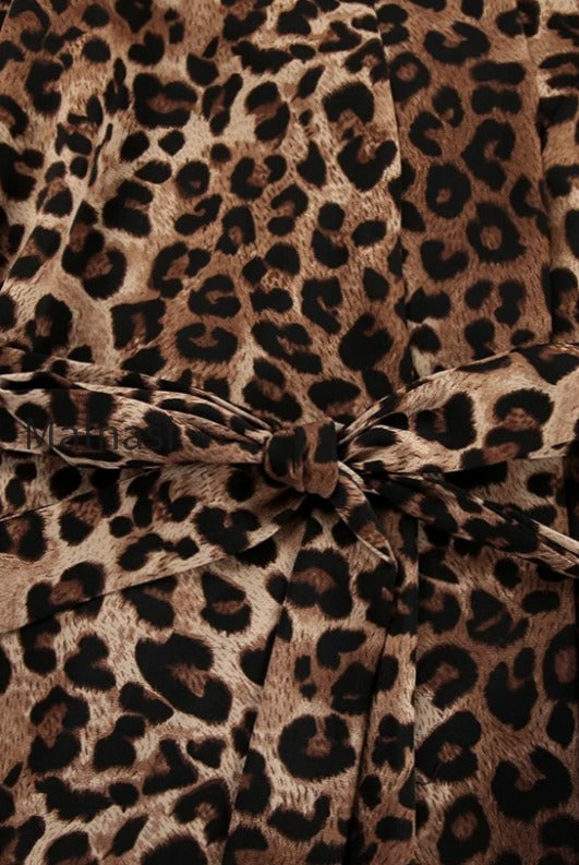 chic-printed-long-sleeve-shirt-belted-wide-leg-pants-two-piece-set