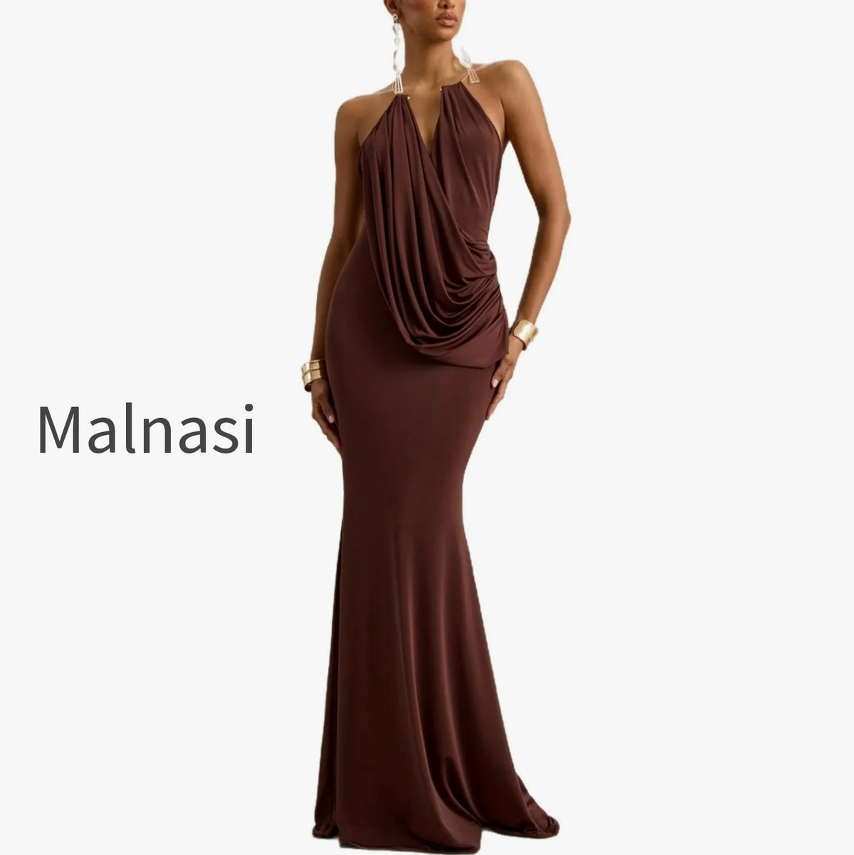 ruffle-cowl-neck-bodycon-maxi-dress