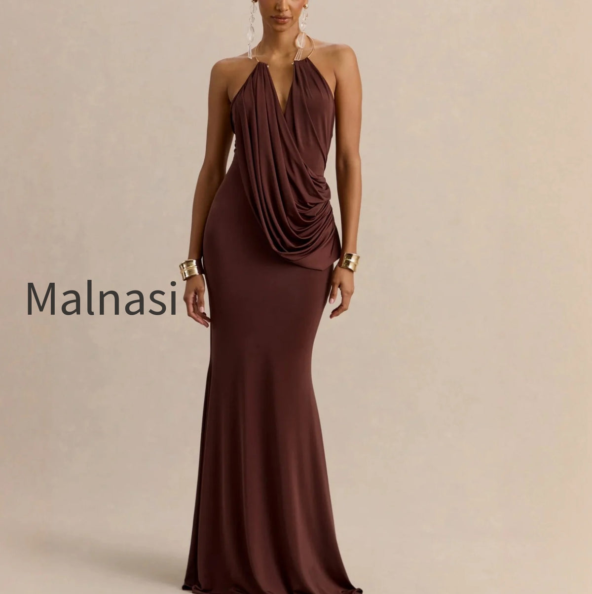 ruffle-cowl-neck-bodycon-maxi-dress