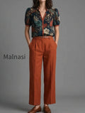 dark-floral-sheer-blouse-rust-wide-leg-trousers-set