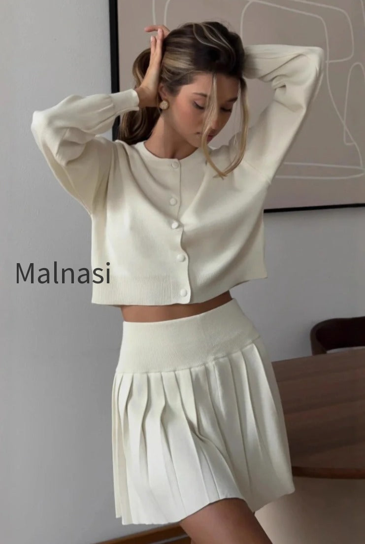 ruffled-short-knit-cardigan-mini-skirt-two-piece-set