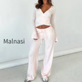 v-neck-tie-waist-two-piece-set