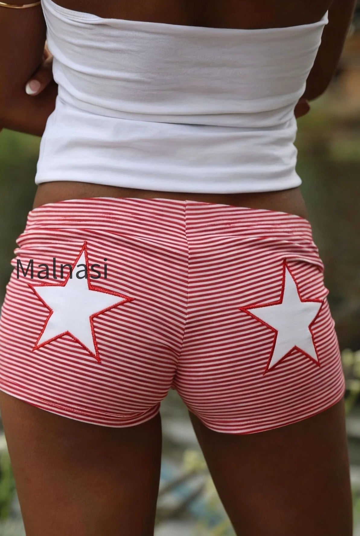 streetwear-star-print-high-waist-striped-shorts