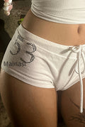 rhinestone-number-drawstring-shorts