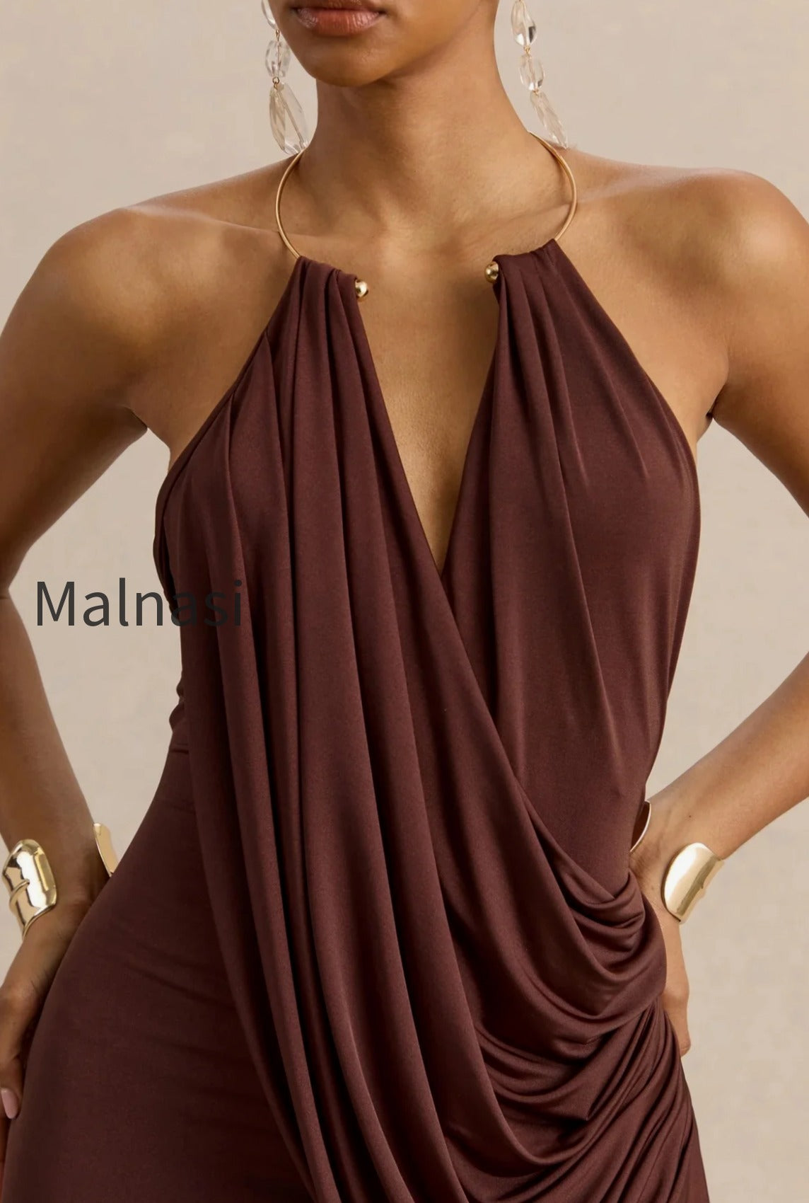 ruffle-cowl-neck-bodycon-maxi-dress