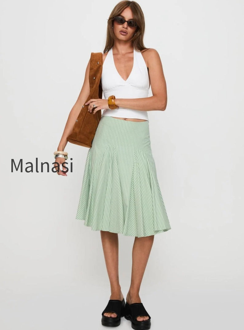 evangaleine-pleat-midi-skirt-green-white