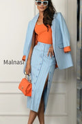 striped-lapel-long-sleeve-blazer-split-bodycon-two-piece-set