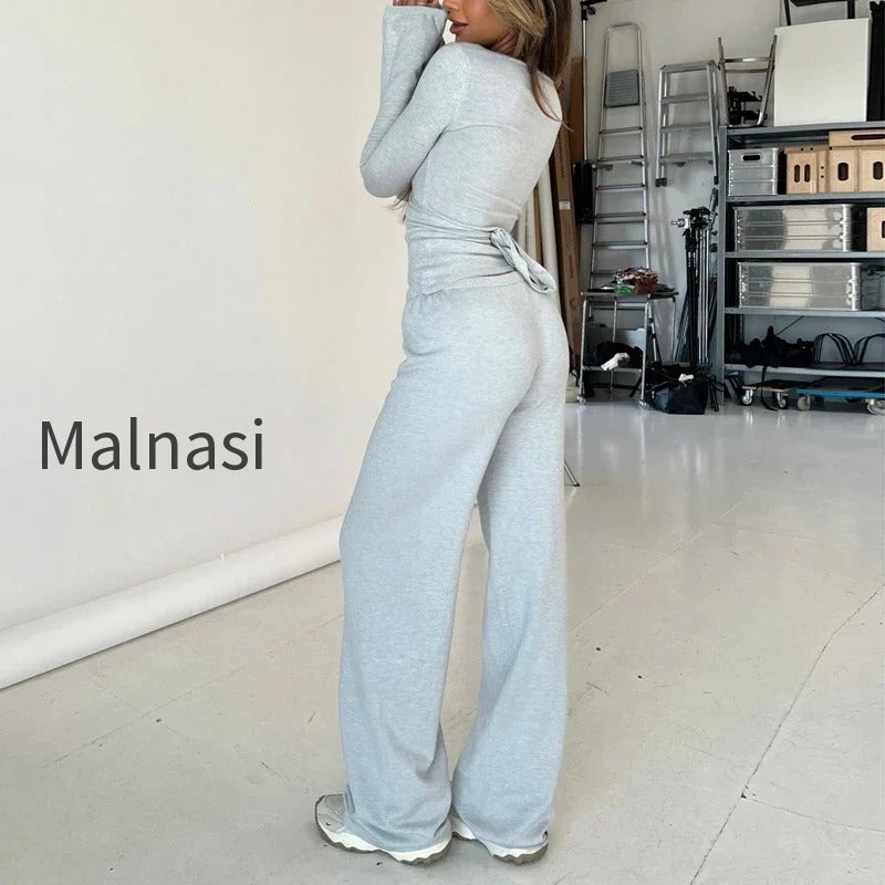v-neck-tie-waist-two-piece-set