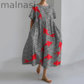 Japanese Goldfish Art Print Loose Short Sleeve Midi Dress
