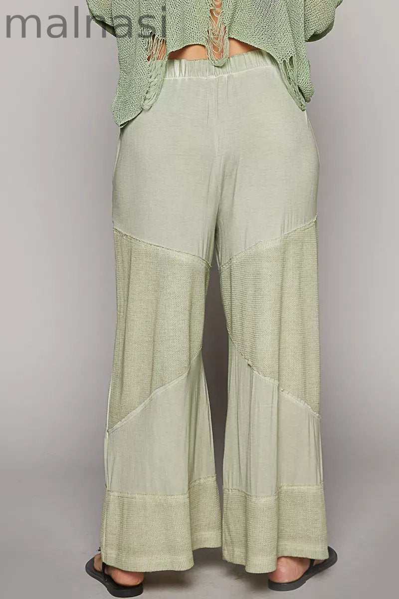 POL Elastic Waistband Wide Leg Pants with Drawstring