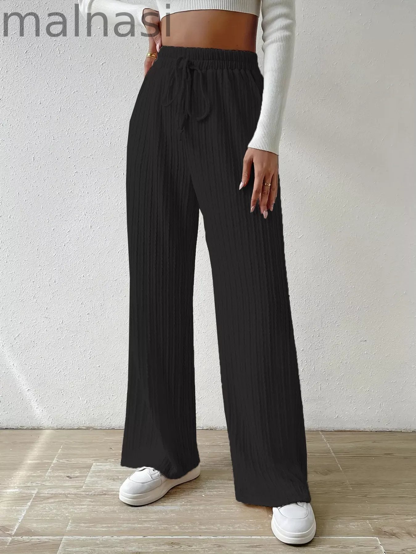 Drawstring Wide Leg Pants