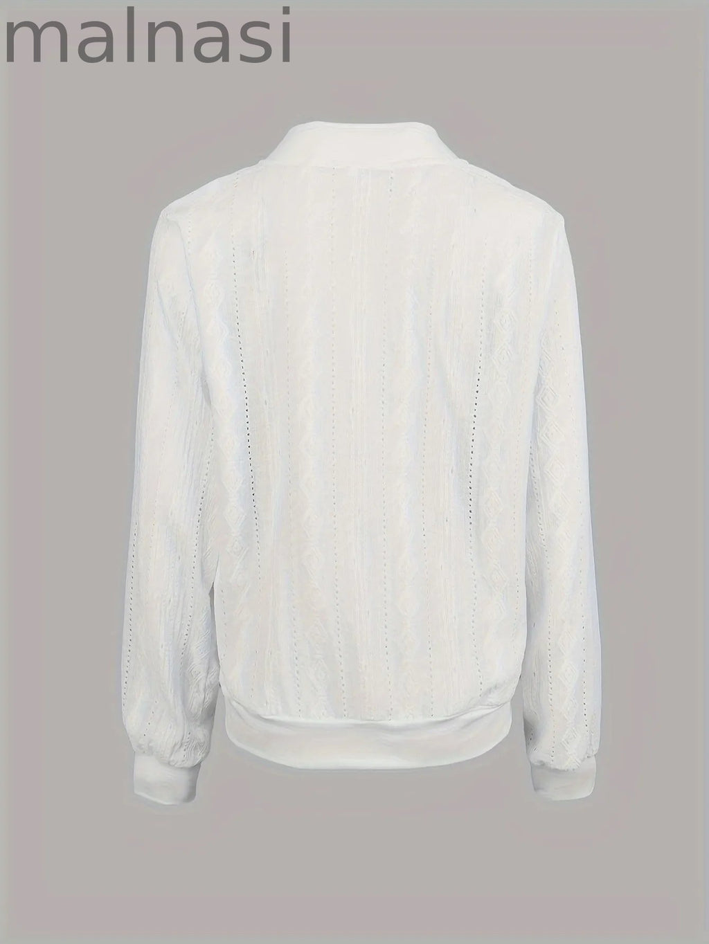 Jacquard Zip Up Bomber Jacket, Casual Long Sleeve Outwear For Spring & Fall, Women's Clothing