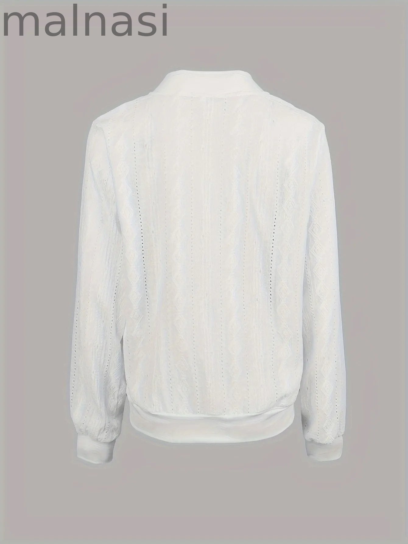Jacquard Zip Up Bomber Jacket, Casual Long Sleeve Outwear For Spring & Fall, Women's Clothing