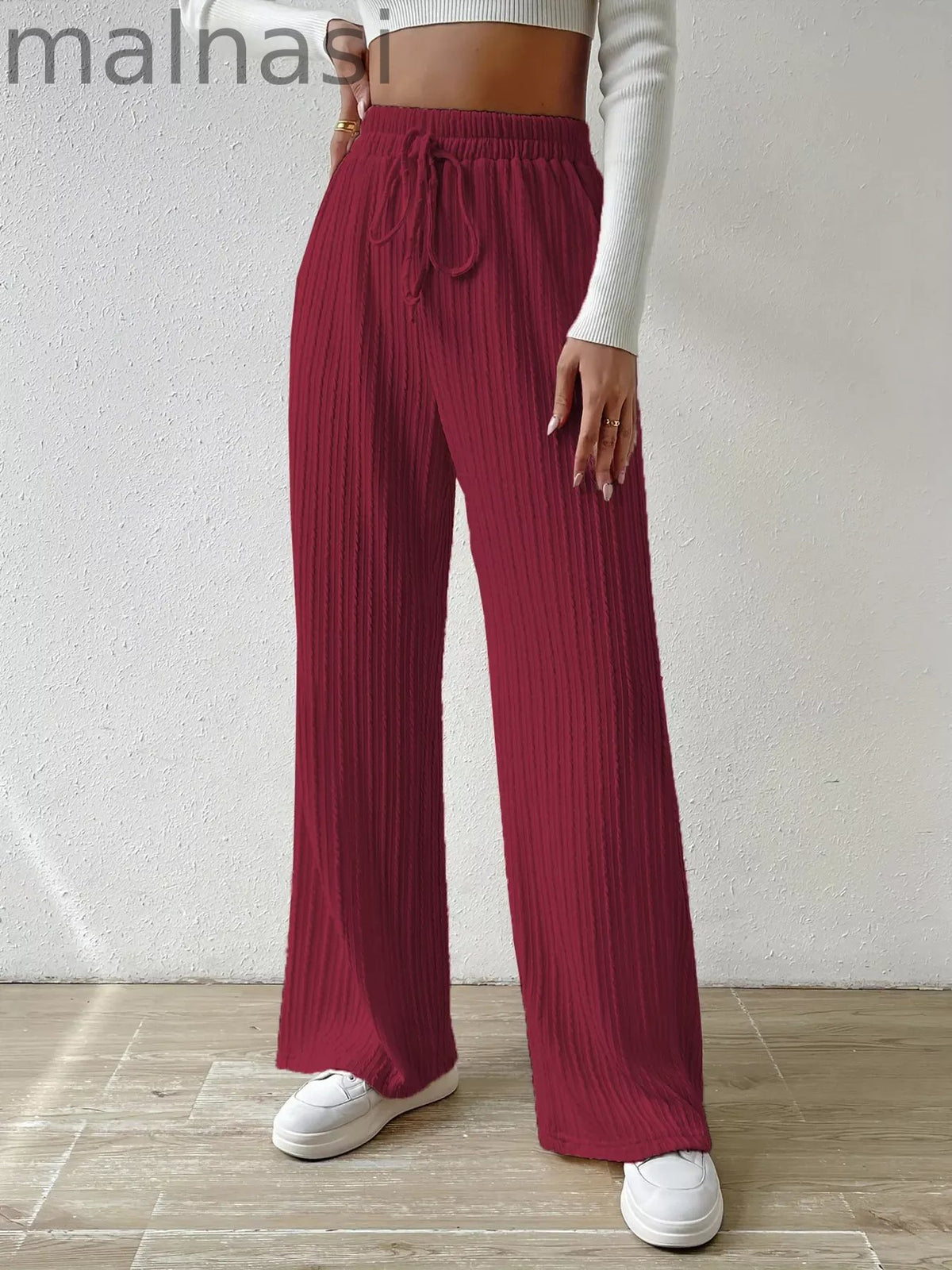 Drawstring Wide Leg Pants