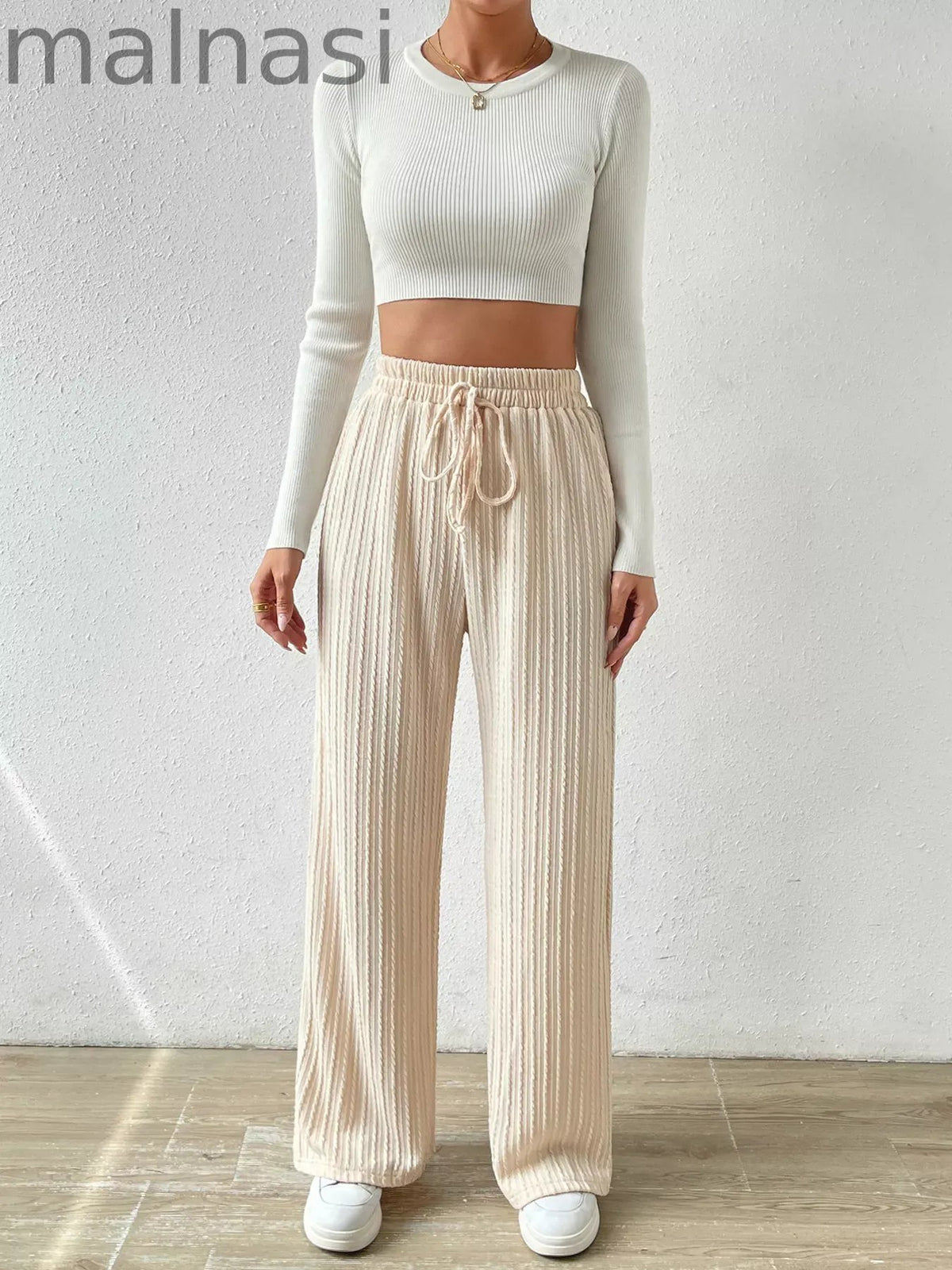 Drawstring Wide Leg Pants