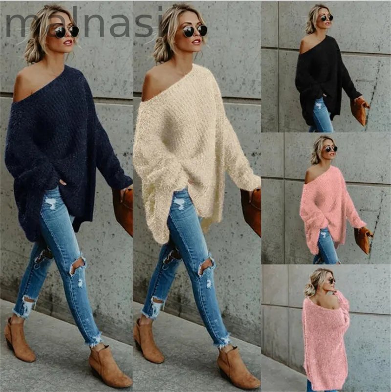 Fashion Off Shoulder Knit Batwing Casual Loose Sweater
