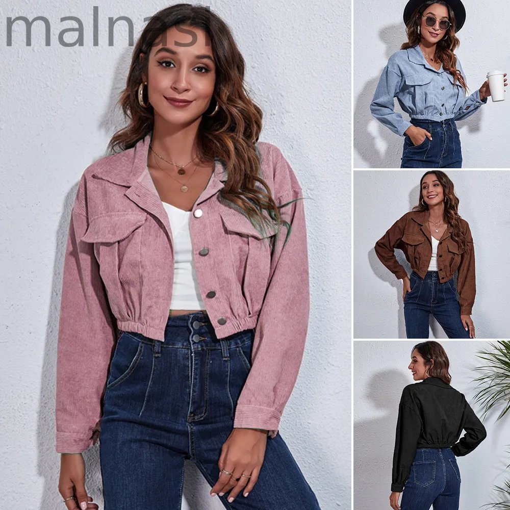 Women's Corduroy Lapel Elegant Fashion Short Jacket