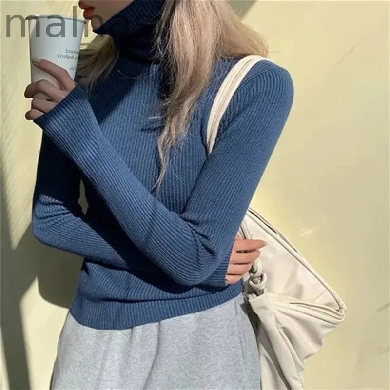 Fashion Stack Collar Solid Color Turtleneck Slim Fit Casual Soft Knit Sweater
