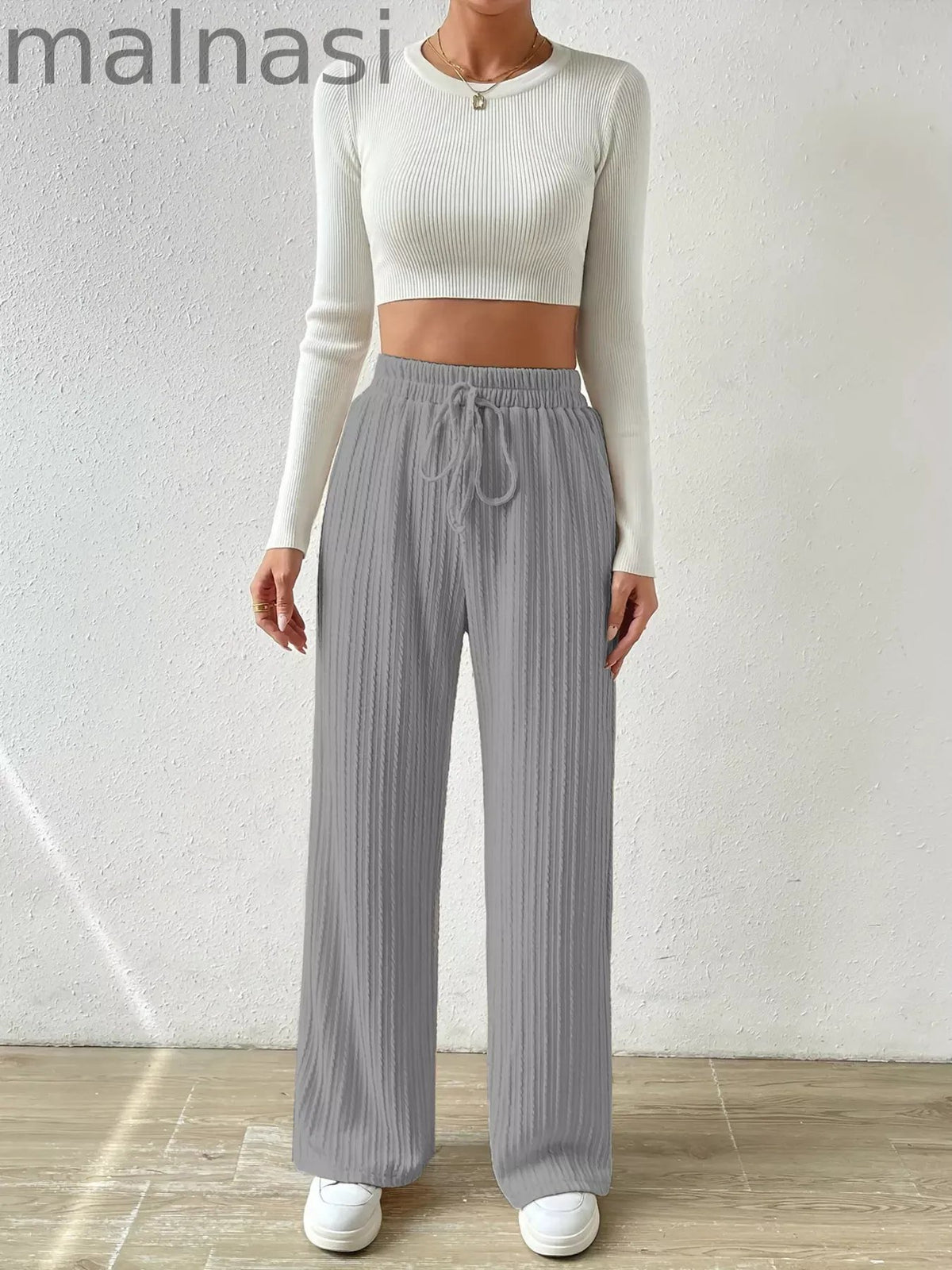 Drawstring Wide Leg Pants