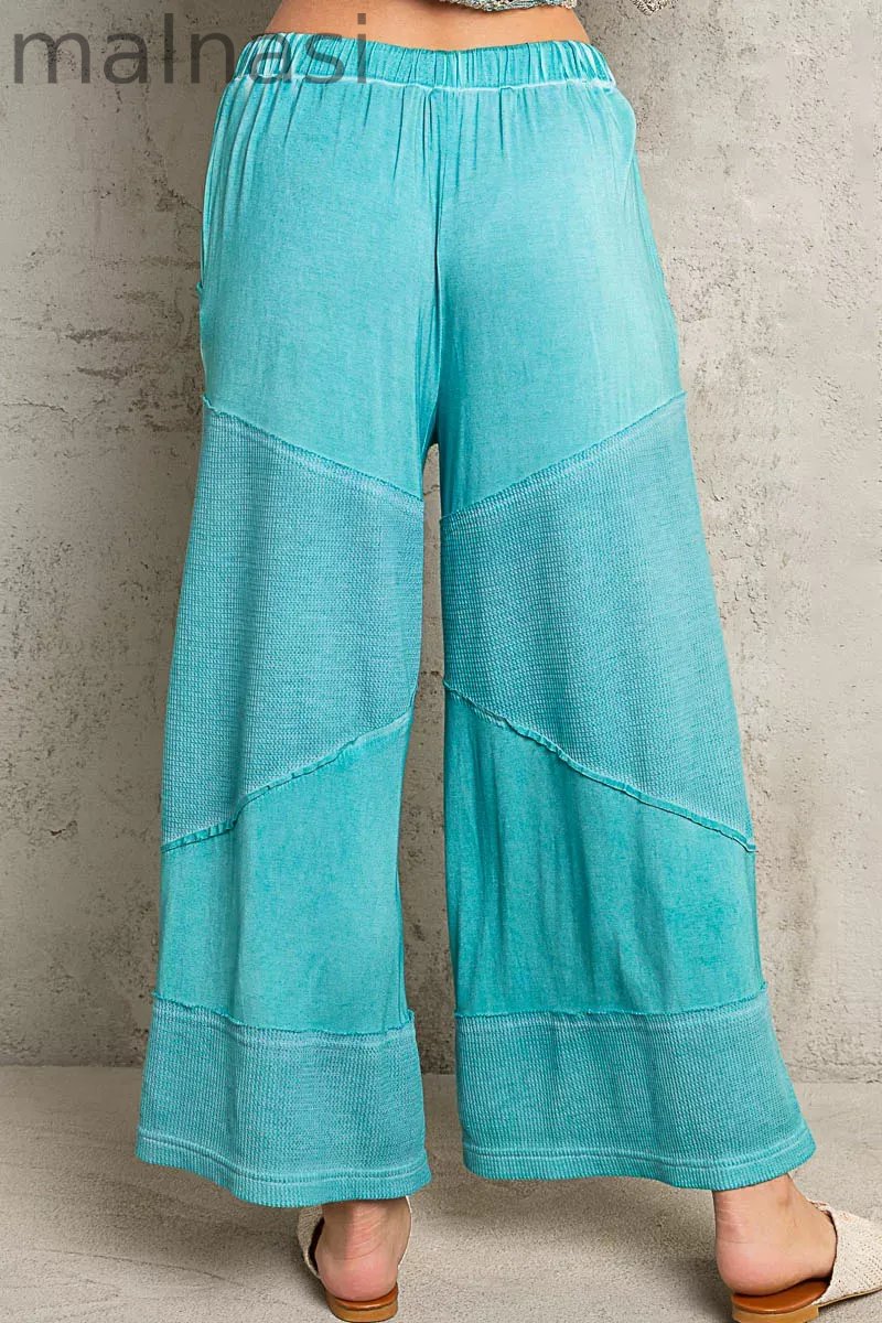 POL Elastic Waistband Wide Leg Pants with Drawstring