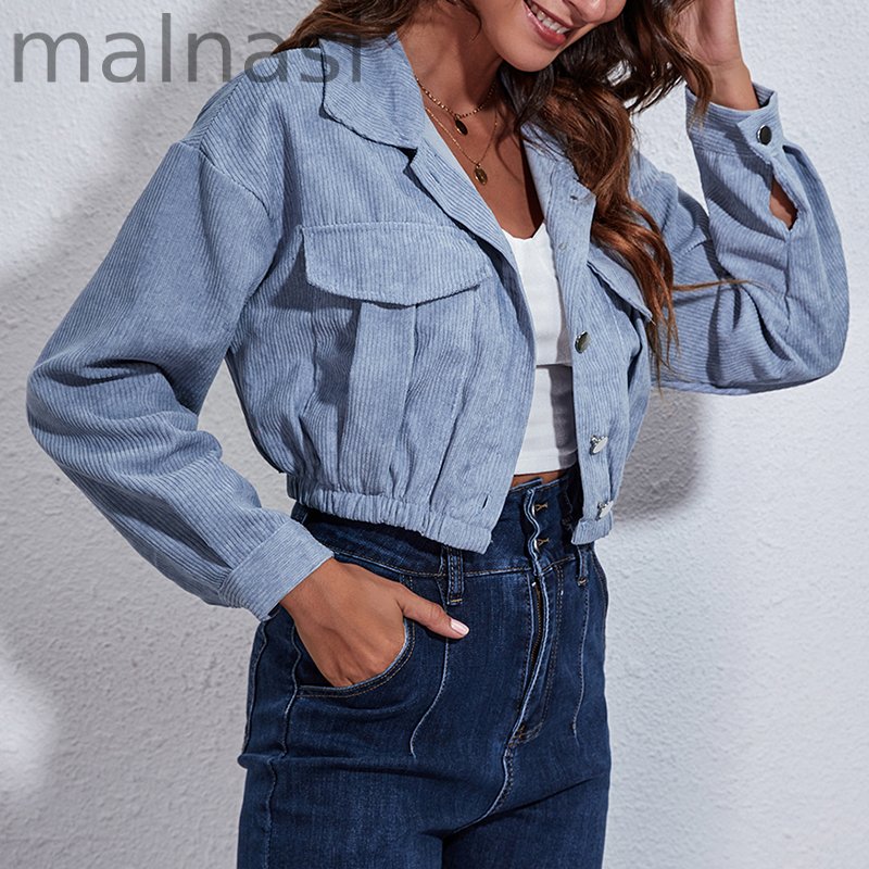 Women's Corduroy Lapel Elegant Fashion Short Jacket