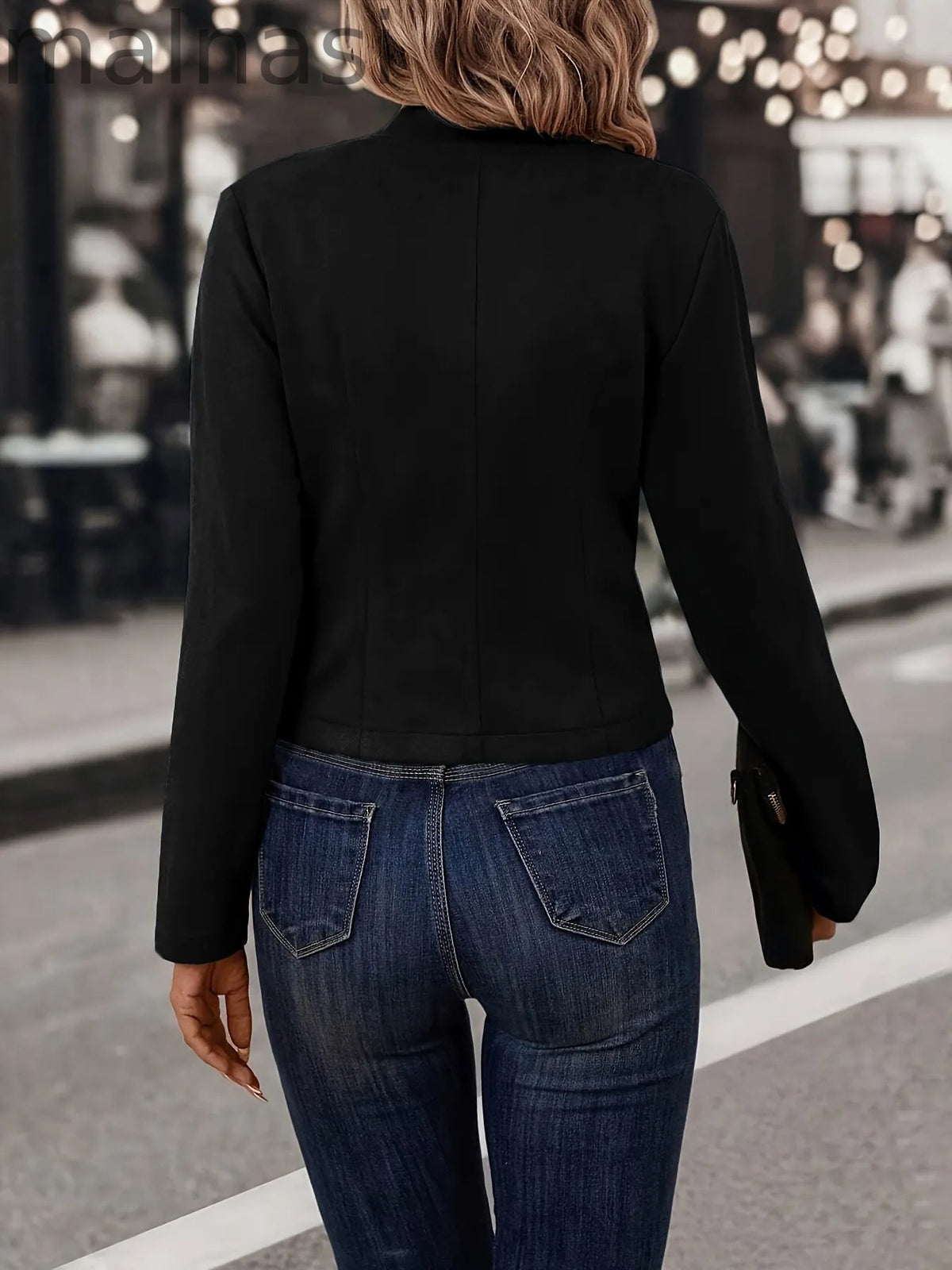 Button Front Solid Color Jacket, Elegant Long Sleeve Jacket For Fall & Winter, Women's Clothing