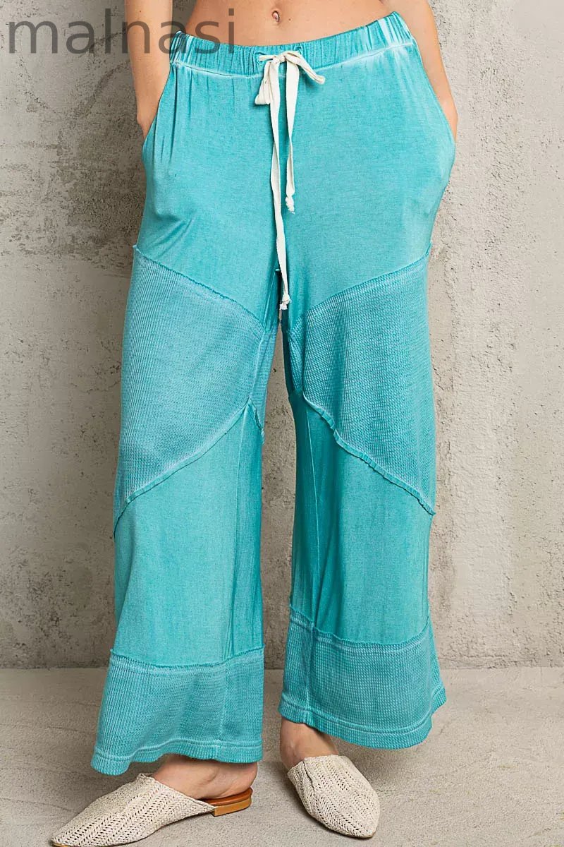 POL Elastic Waistband Wide Leg Pants with Drawstring