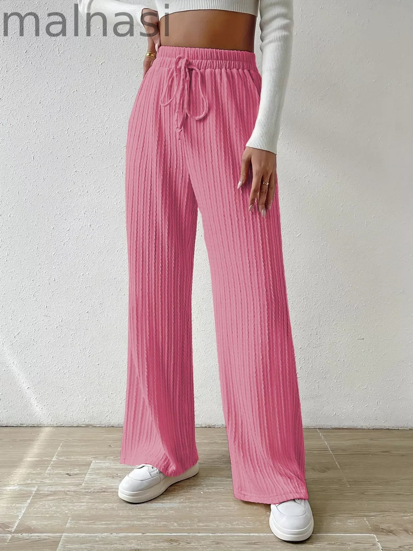 Drawstring Wide Leg Pants