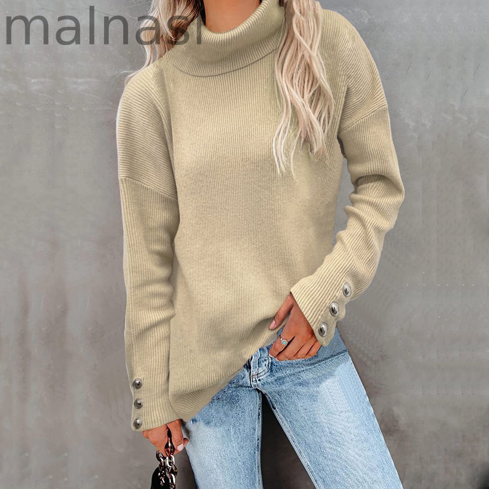 Casual Knitted Turtleneck Wool Pullover Jumper Batwing Sleeve Loose Sweaters