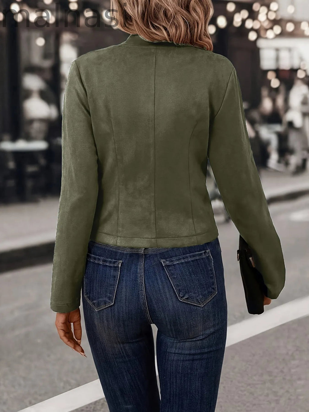 Button Front Solid Color Jacket, Elegant Long Sleeve Jacket For Fall & Winter, Women's Clothing