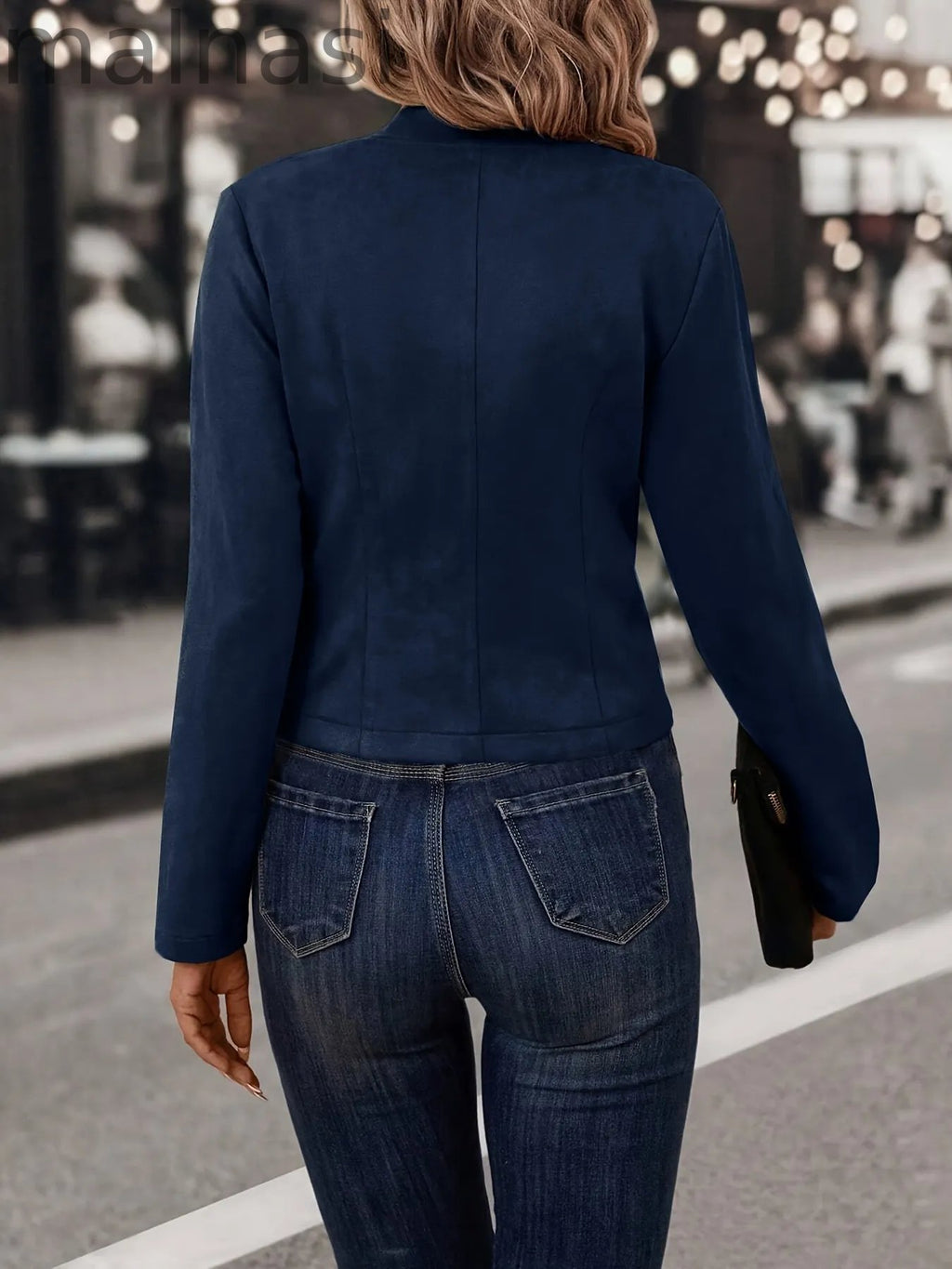 Button Front Solid Color Jacket, Elegant Long Sleeve Jacket For Fall & Winter, Women's Clothing