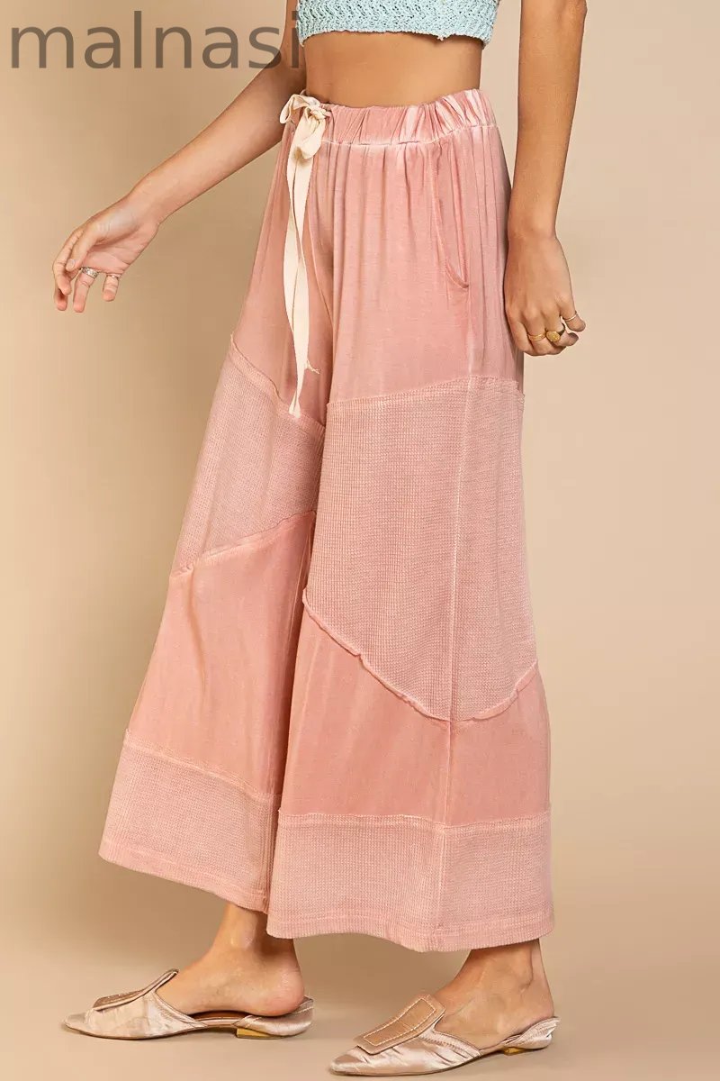 POL Elastic Waistband Wide Leg Pants with Drawstring
