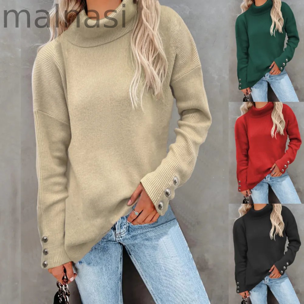 Casual Knitted Turtleneck Wool Pullover Jumper Batwing Sleeve Loose Sweaters
