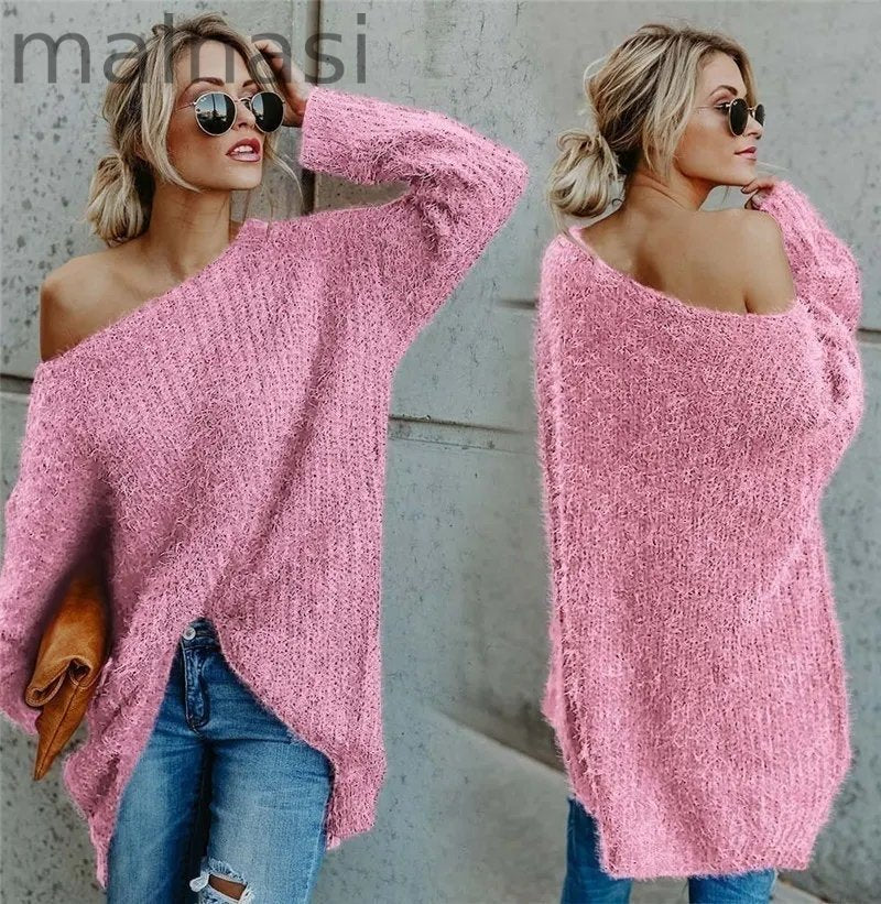 Fashion Off Shoulder Knit Batwing Casual Loose Sweater