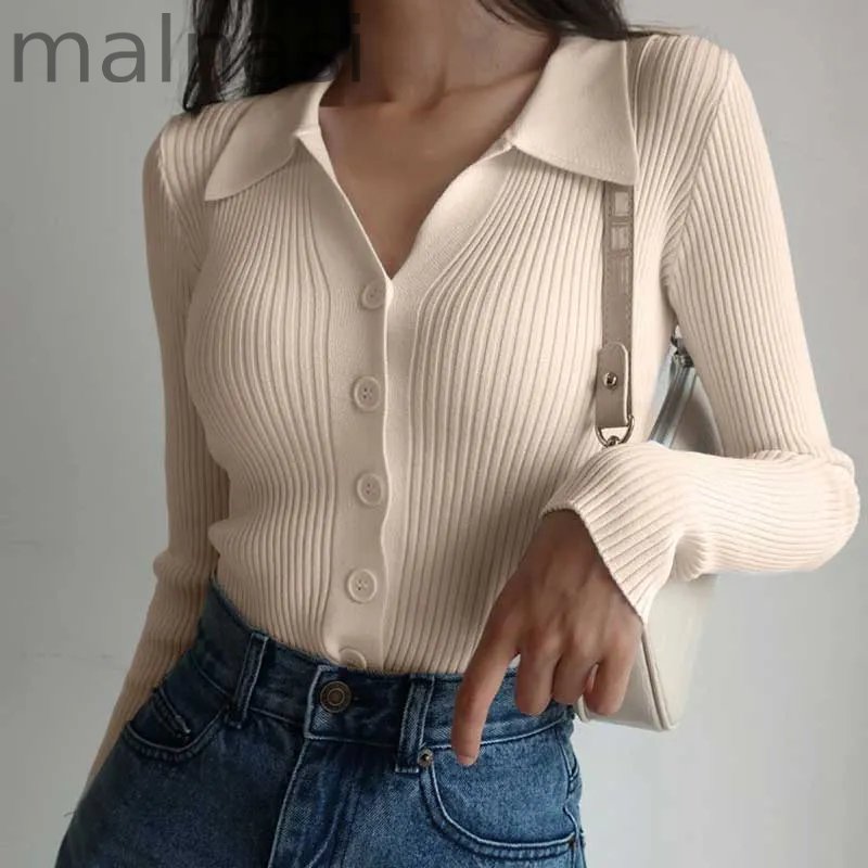 Sexy V-Neck Long Sleeve Lapel Slim Cutout Buttons  Sweaters  Cardigans