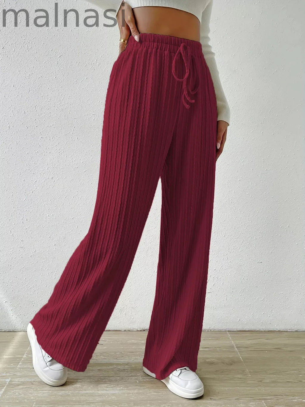 Drawstring Wide Leg Pants