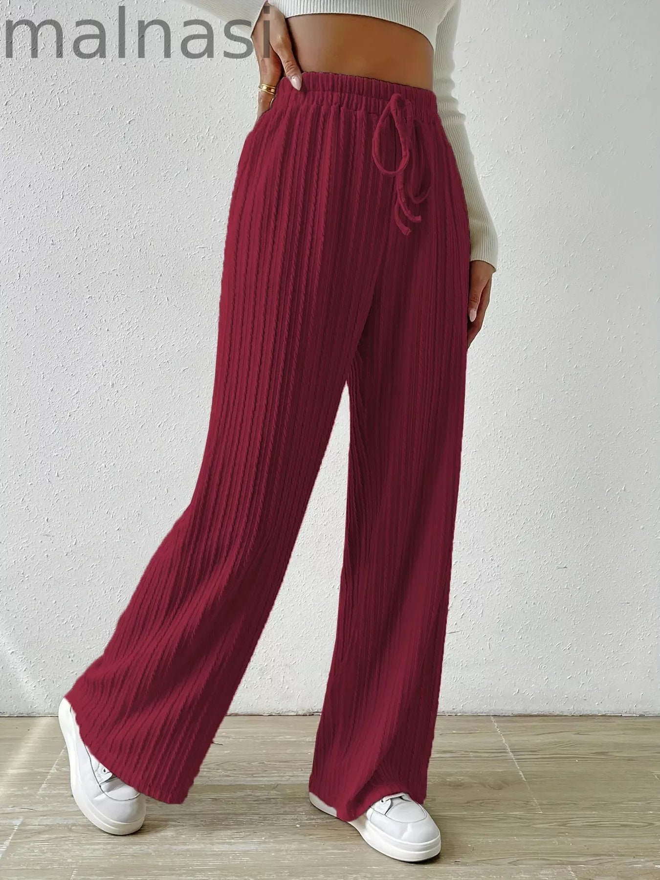 Drawstring Wide Leg Pants