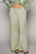 POL Elastic Waistband Wide Leg Pants with Drawstring