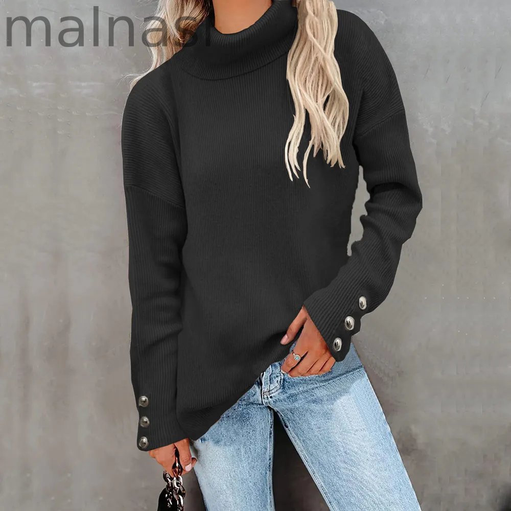Casual Knitted Turtleneck Wool Pullover Jumper Batwing Sleeve Loose Sweaters