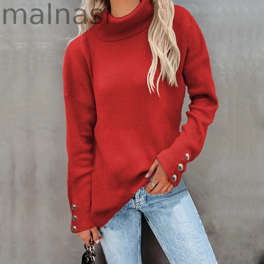 Casual Knitted Turtleneck Wool Pullover Jumper Batwing Sleeve Loose Sweaters