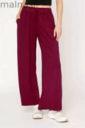 Elastic Drawstring Waistband Wide Leg Pants