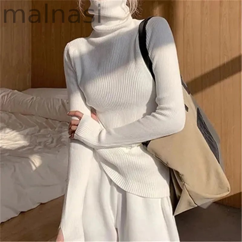 Fashion Stack Collar Solid Color Turtleneck Slim Fit Casual Soft Knit Sweater