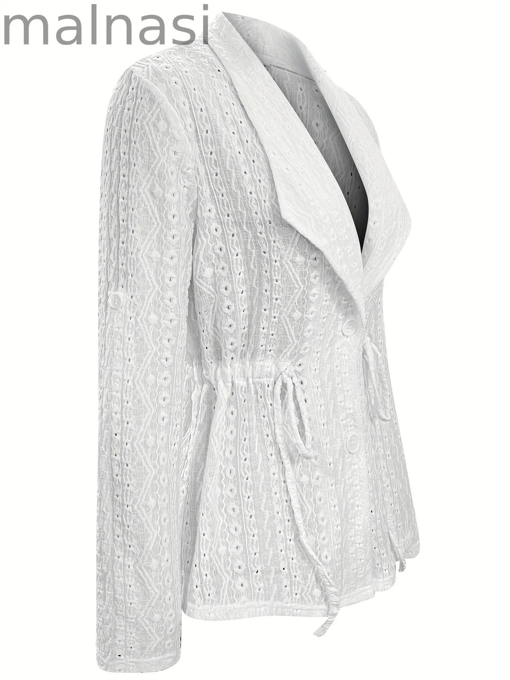 Button Front Drawstring Cardigan, Casual Rollable Sleeve Solid Outerwear, Women's Clothing