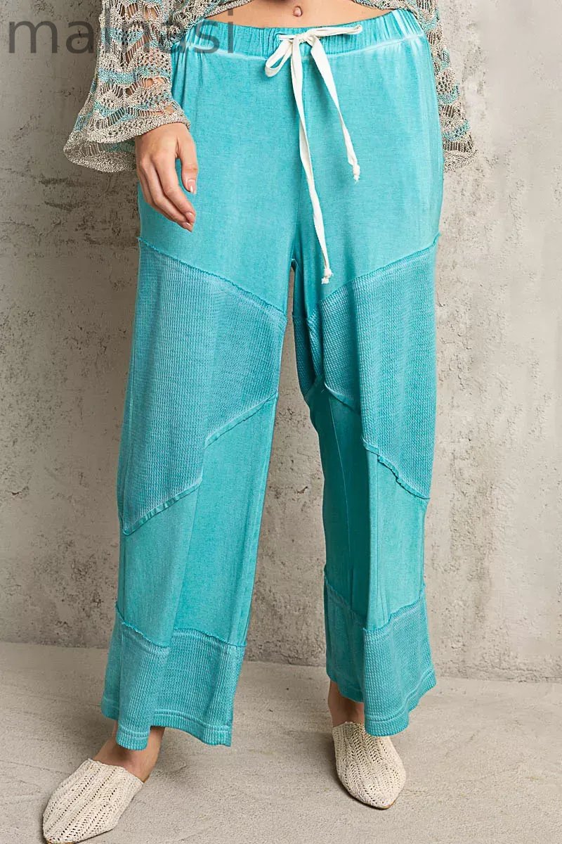 POL Elastic Waistband Wide Leg Pants with Drawstring