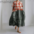 Japanese Art Flower Print Round Neck Short Sleeve Casual Midi Dress