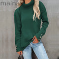 Casual Knitted Turtleneck Wool Pullover Jumper Batwing Sleeve Loose Sweaters
