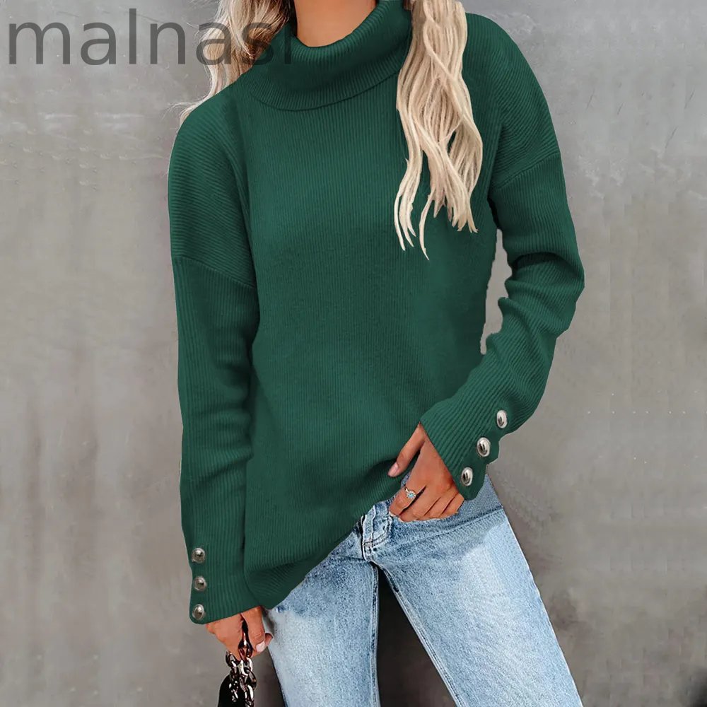 Casual Knitted Turtleneck Wool Pullover Jumper Batwing Sleeve Loose Sweaters