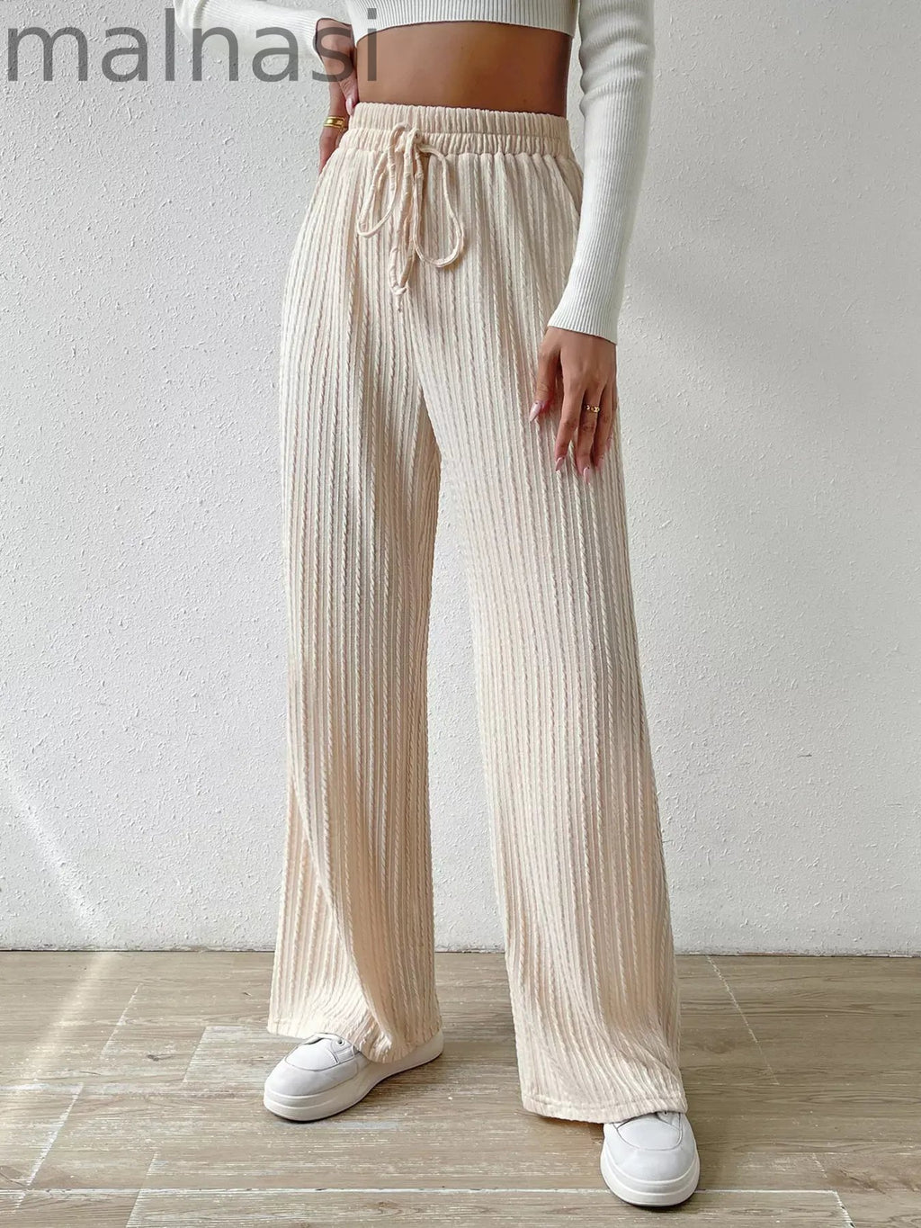 Drawstring Wide Leg Pants