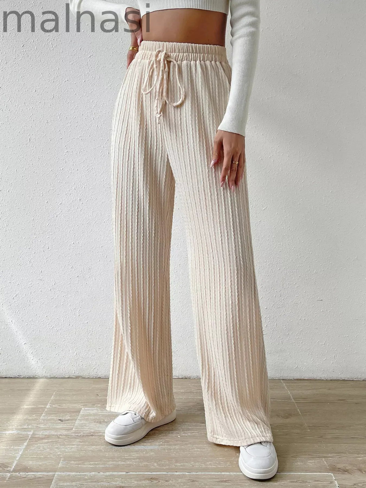 Drawstring Wide Leg Pants