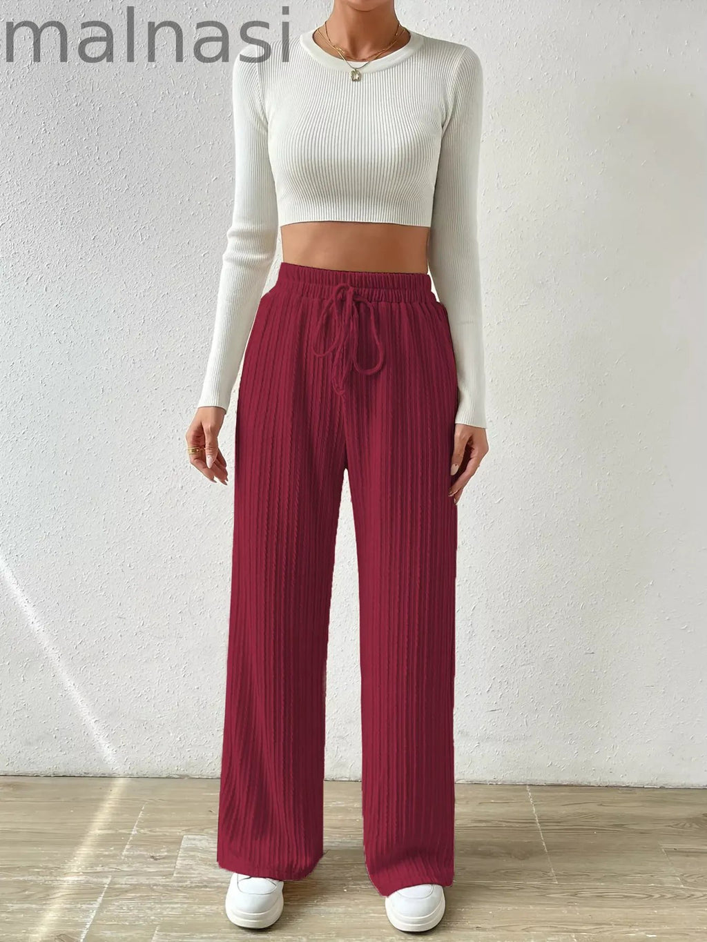 Drawstring Wide Leg Pants